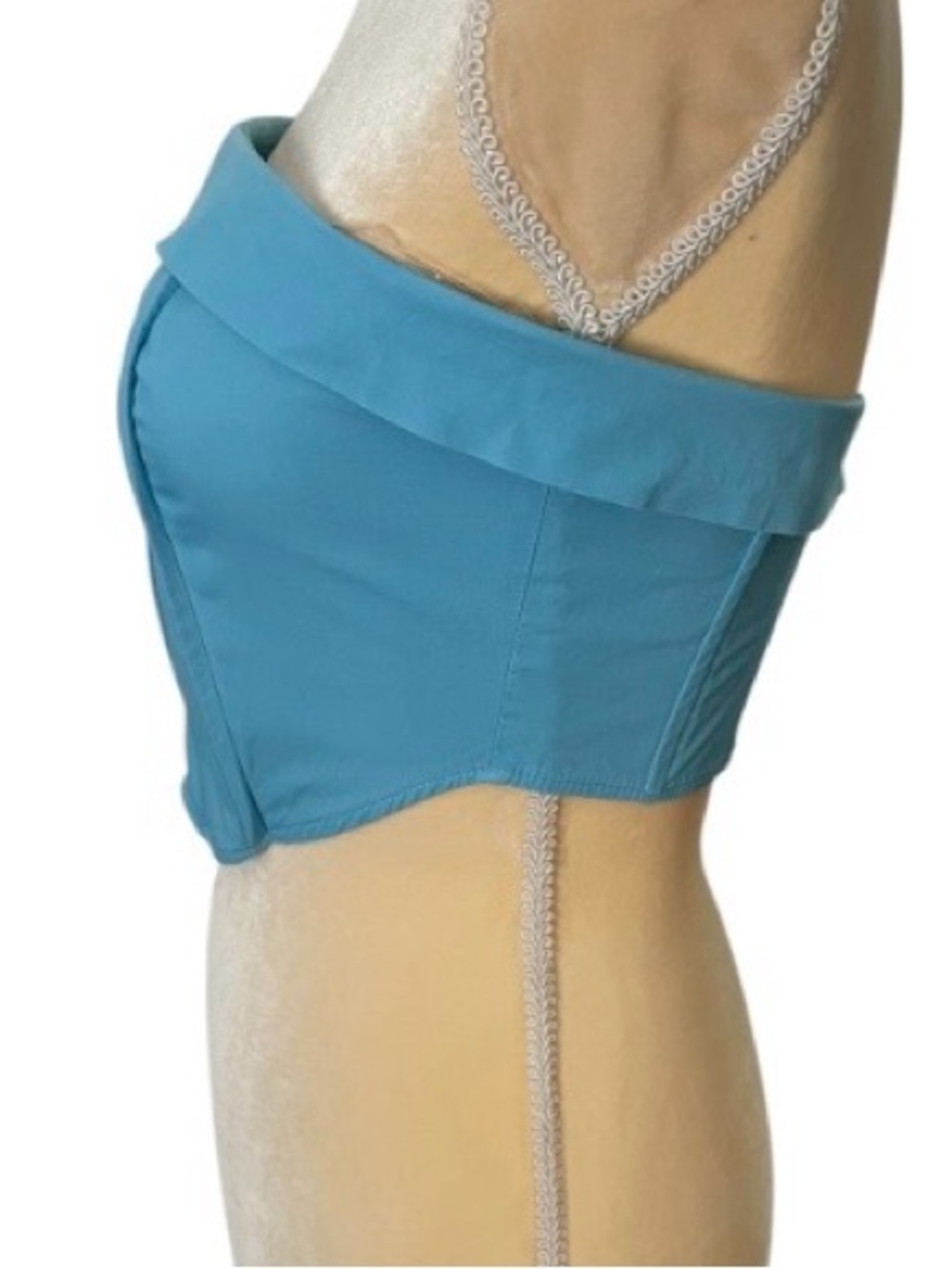 Kendall + Kylie Blue Corset Tube Top Size S Strapless Bustier - Picture 3 of 6